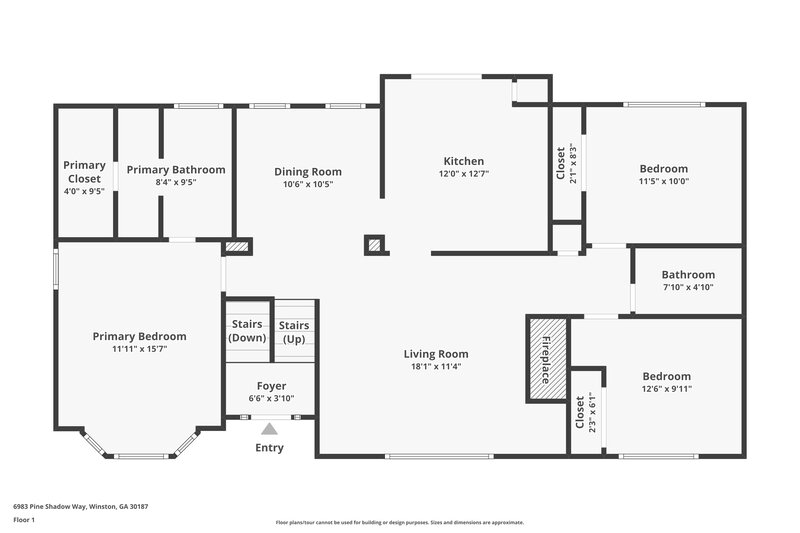 2,055/Mo, 6983 Pine Shadow Way Winston, GA 30187 Floor Plan View