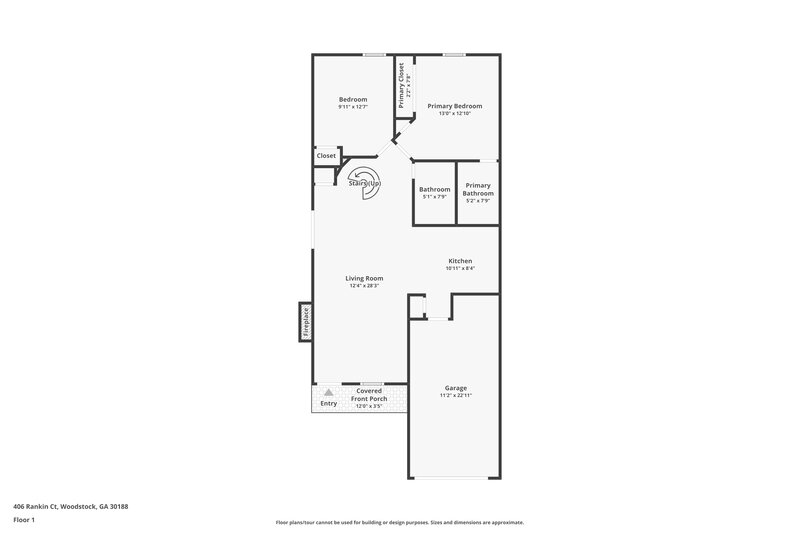 1,840/Mo, 406 Rankin Ct Woodstock, GA 30188 Floor Plan View