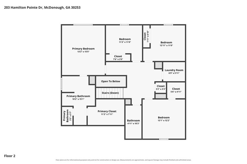 2,345/Mo, 203 Hamilton Pointe Drive McDonough, GA 30253 Floor Plan View 2