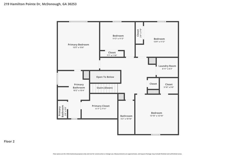 2,405/Mo, 219 Hamilton Pointe Drive McDonough, GA 30253 Floor Plan View 2
