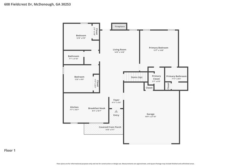 1,940/Mo, 608 Fieldcrest Dr McDonough, GA 30253 Floor Plan View