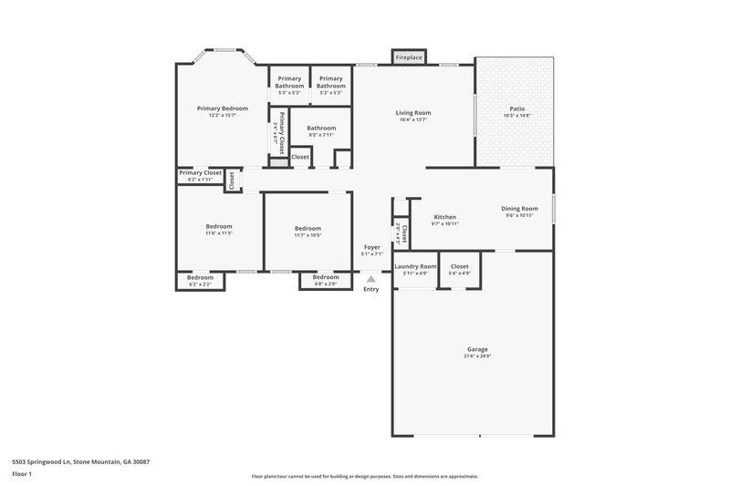 1,870/Mo, 5503 Springwood Ln Stone Mountain, GA 30087 Floor Plan View