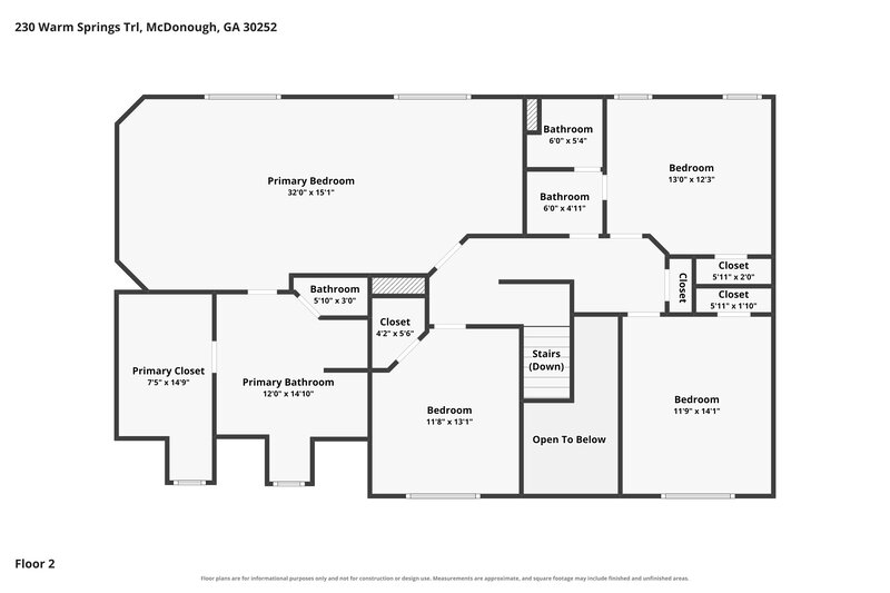 2,420/Mo, 230 Warm Springs Trl McDonough, GA 30252 Floor Plan View 2