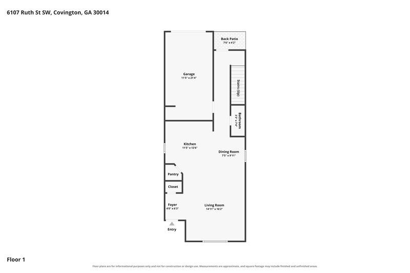 1,760/Mo, 6107 Ruth Street Covington, GA 30014 Floor Plan View