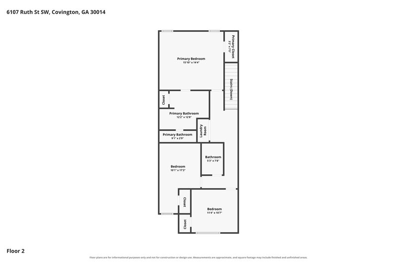 1,760/Mo, 6107 Ruth Street Covington, GA 30014 Floor Plan View 2