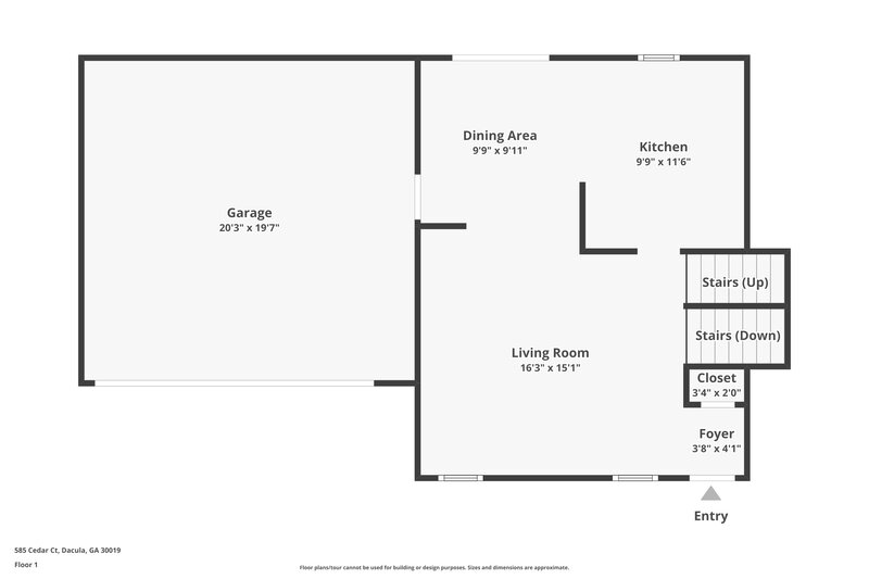 2,185/Mo, 585 Cedar Court Dacula, GA 30019 Floor Plan View