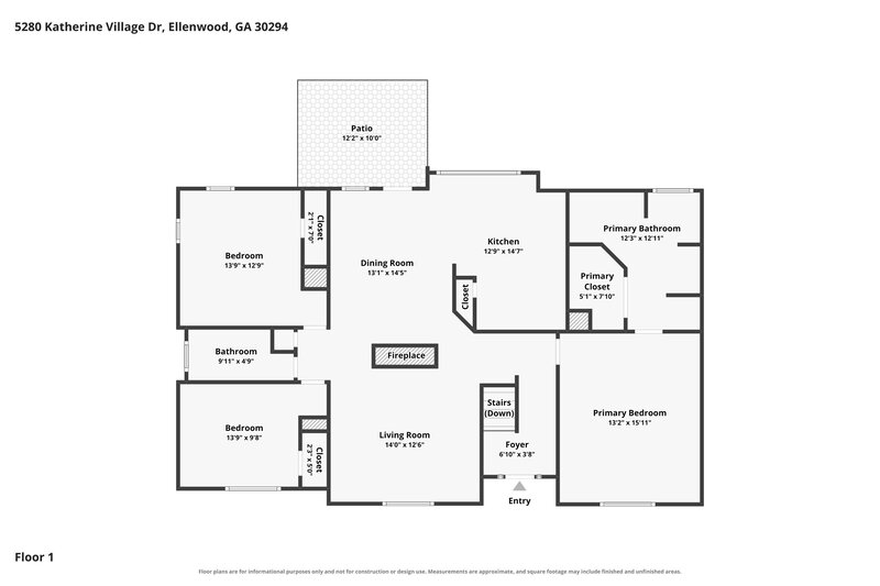 2,255/Mo, 5280 Katherine Village Drive Ellenwood, GA 30294 Floor Plan View 2