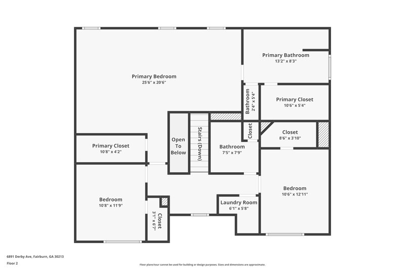 2,015/Mo, 6891 Derby Avenue Fairburn, GA 30213 Floor Plan View 2