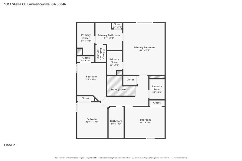 2,170/Mo, 1311 Stella Court Lawrenceville, GA 30046 Floor Plan View 2