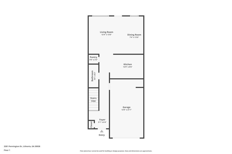 1,715/Mo, 3281 Pennington Drive Lithonia, GA 30038 Floor Plan View