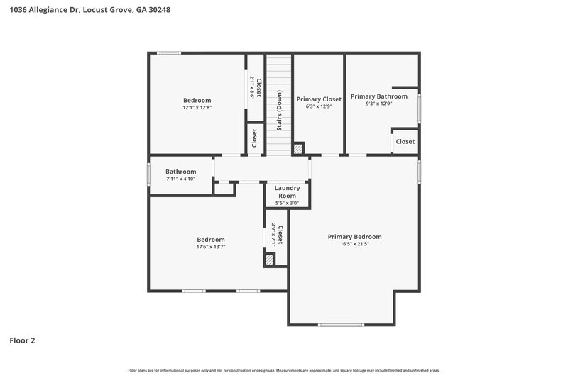 2,040/Mo, 1036 Allegiance Drive Locust Grove, GA 30248 Floor Plan View 2