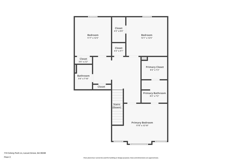 1,720/Mo, 113 Colony Park Lane Locust Grove, GA 30248 Floor Plan View 2
