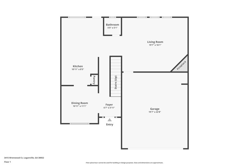 1,925/Mo, 3415 Wrenwood Court Loganville, GA 30052 Floor Plan View
