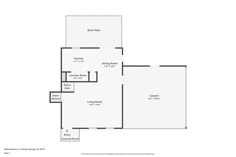 1,845/Mo, 1860 Rainbow Lane Powder Springs, GA 30127 Floorplan View