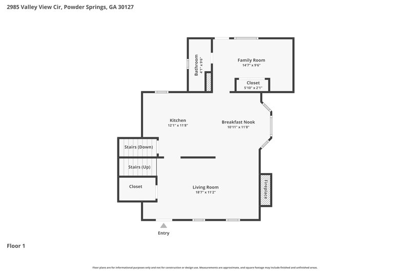2,145/Mo, 2985 Valley View Circle Powder Springs, GA 30127 Floor Plan View