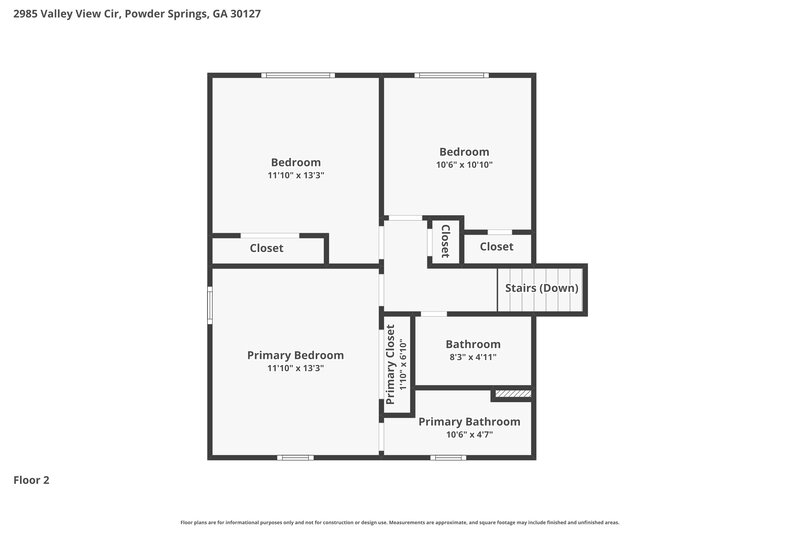 2,145/Mo, 2985 Valley View Circle Powder Springs, GA 30127 Floor Plan View 2