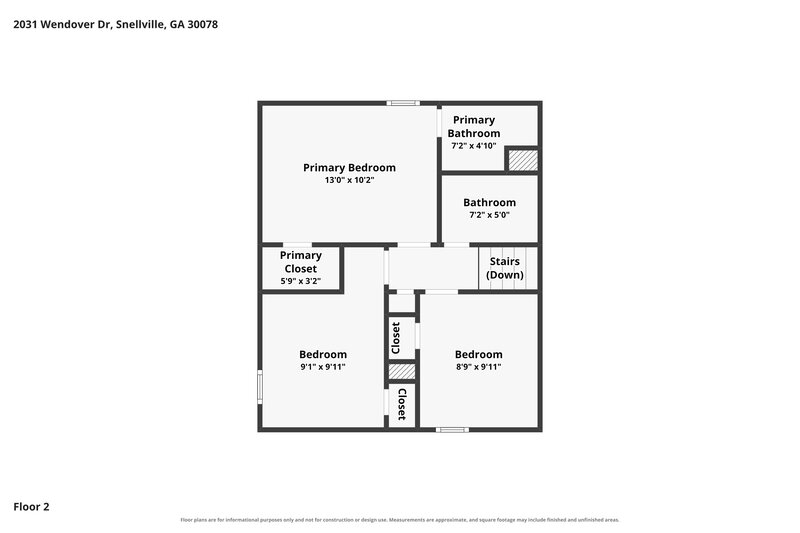 1,640/Mo, 2031 Wendover Drive Snellville, GA 30078 Floor Plan View 3