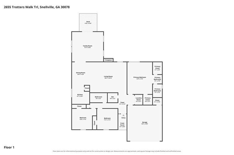 1,865/Mo, 2655 Trotters Walk Trail Snellville, GA 30078 Floorplan View