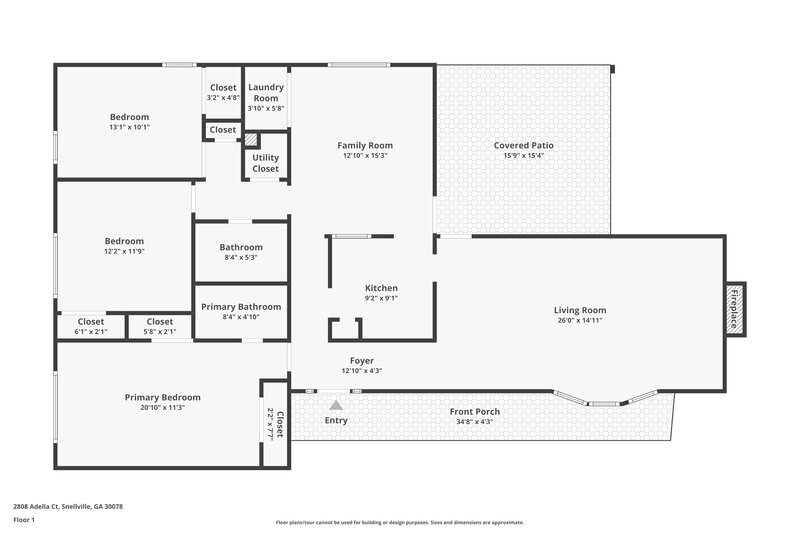 1,660/Mo, 2808 Adella Court Snellville, GA 30078 Floor Plan View