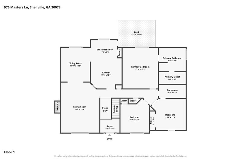 2,140/Mo, 976 Masters Lane Snellville, GA 30078 Floor Plan View