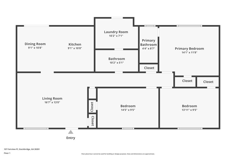 1,485/Mo, 107 Fairview Place Stockbridge, GA 30281 Floor Plan View
