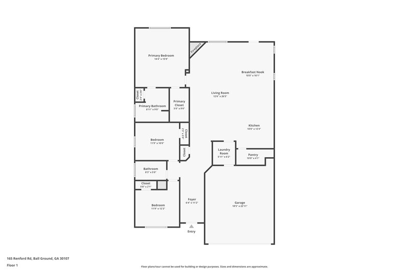 2,160/Mo, 165 Renford Rd Ball Ground, GA 30107 Floor Plan View