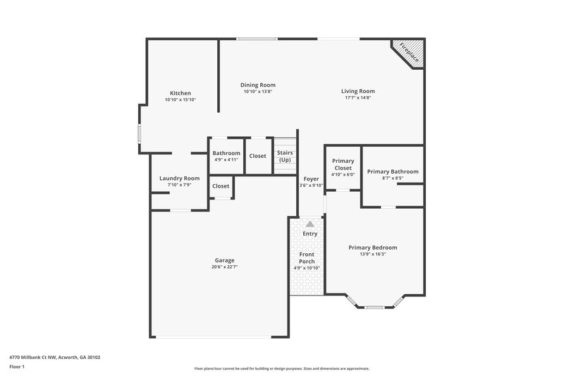 2,040/Mo, 4770 Millbank Court NW Acworth, GA 30102 Floor Plan View