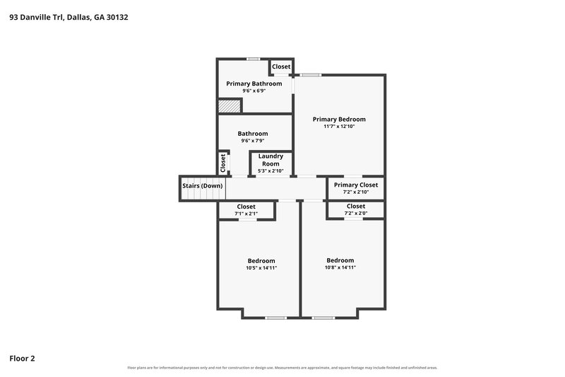 1,675/Mo, 93 Danville Trail Dallas, GA 30132 Floor Plan View 3