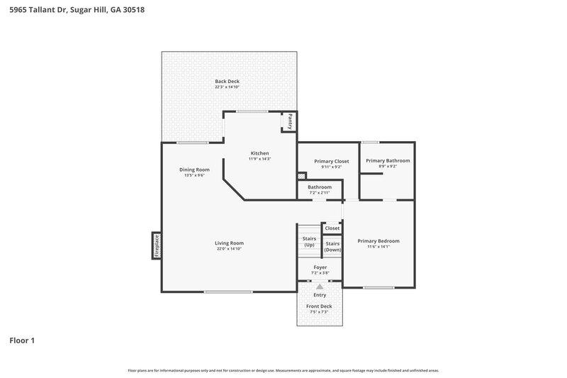 2,025/Mo, 5965 Tallant Dr Sugar Hill, GA 30518 Floor Plan View 2