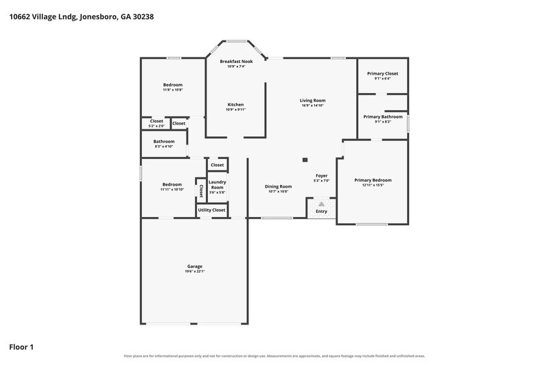 1,940/Mo, 10662 Village Lndg Jonesboro, GA 30238 Floor Plan View