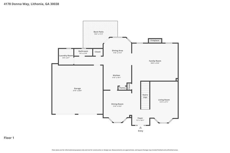 2,410/Mo, 4178 Donna Way Lithonia, GA 30038 Floor Plan View