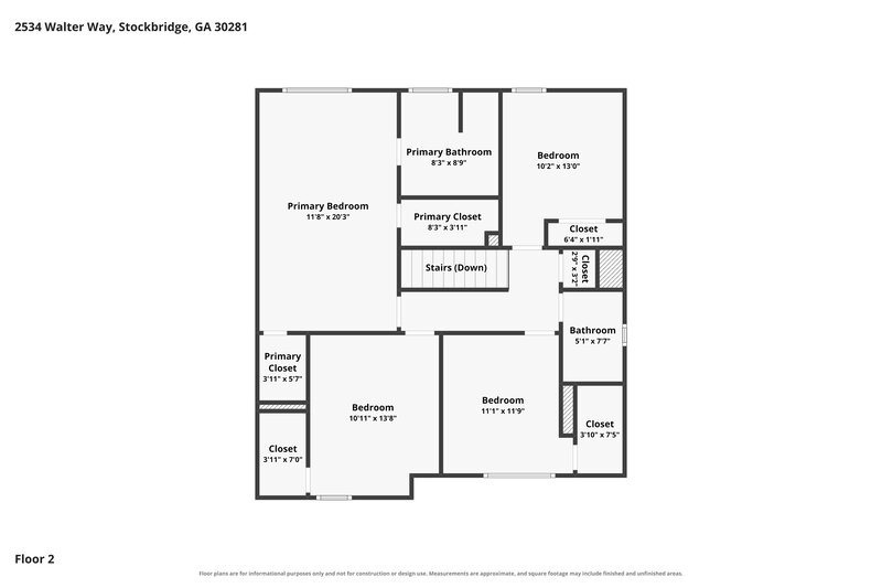 2,025/Mo, 2534 Walter Way Stockbridge, GA 30281 Floor Plan View 2