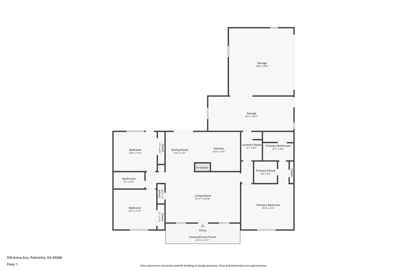 1,725/Mo, 350 Anna Ave Palmetto, GA 30268 Floor Plan View