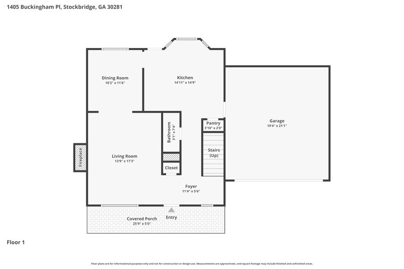2,105/Mo, 1405 Buckingham Pl Stockbridge, GA 30281 Floor Plan View