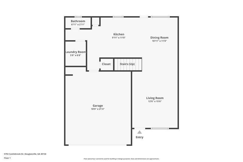 1,895/Mo, 5792 Castlebrook Dr Douglasville, GA 30134 Floor Plan View