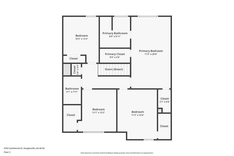 1,895/Mo, 5792 Castlebrook Dr Douglasville, GA 30134 Floor Plan View 2