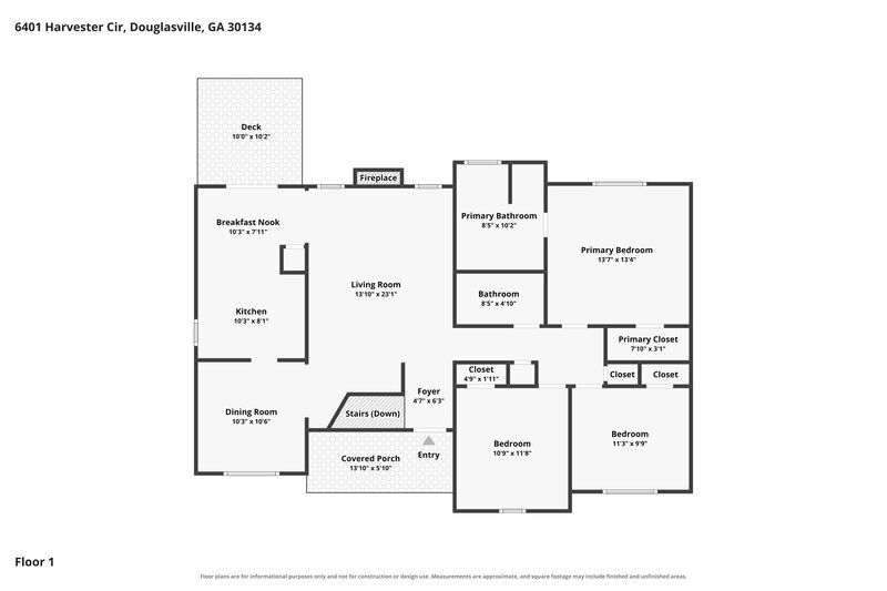 1,950/Mo, 6401 Harvester Cir Douglasville, GA 30134 Floor Plan View 2