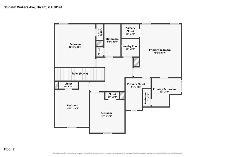 1,970/Mo, 30 Calm Waters Ave Hiram, GA 30141 Floorplan View 2
