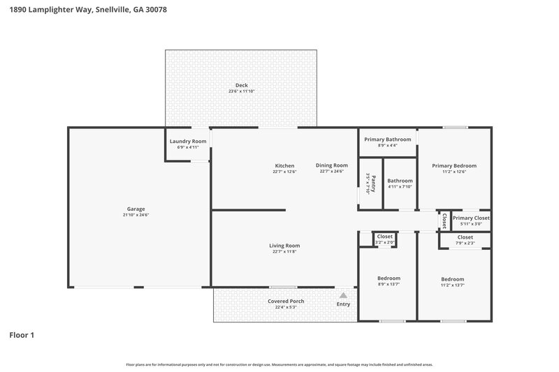 1,980/Mo, 1890 Lamplighter Way Snellville, GA 30078 Floor Plan View