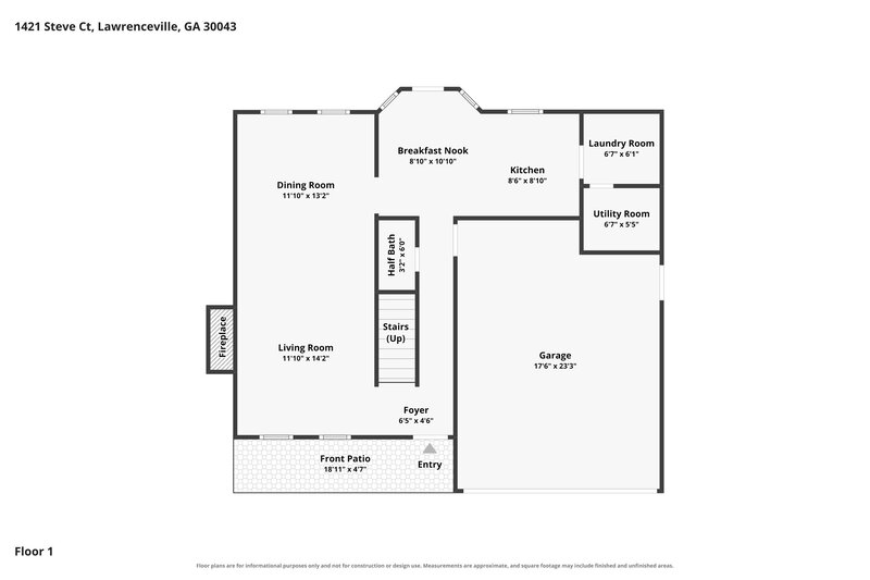 2,200/Mo, 1421 Steve Court Lawrenceville, GA 30043 Floor Plan View 2