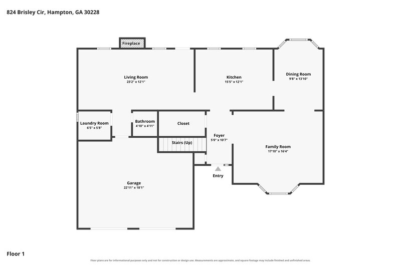 1,905/Mo, 824 Brisley Cir Hampton, GA 30228 Floor Plan View
