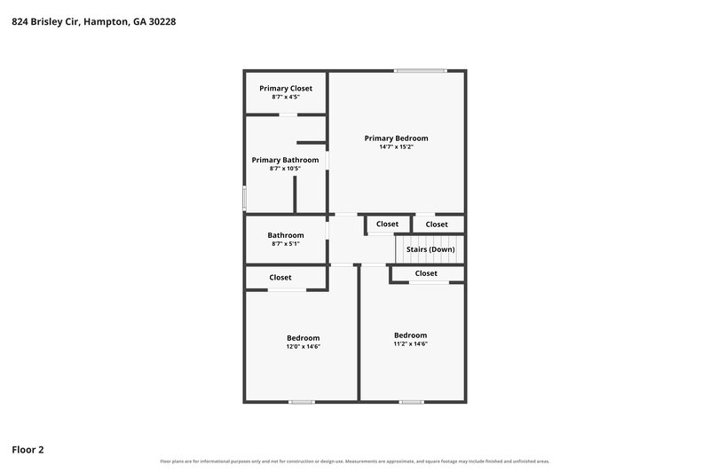 1,905/Mo, 824 Brisley Cir Hampton, GA 30228 Floor Plan View 2