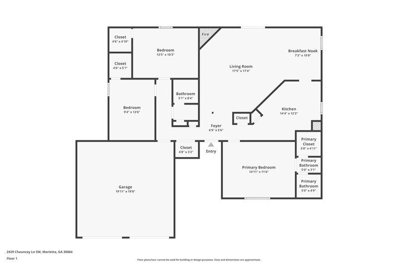 1,795/Mo, 2429 Chauncey Ln SW Marietta, GA 30064 Floor Plan View