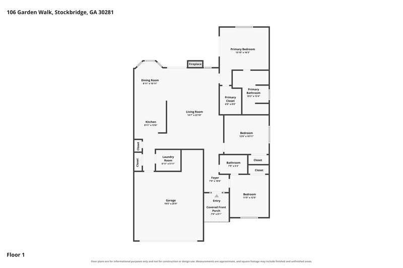 2,080/Mo, 106 Garden Walk Stockbridge, GA 30281 Floor Plan View
