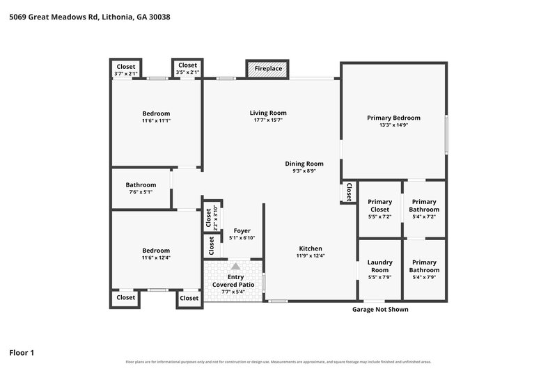 1,645/Mo, 5069 Great Meadows Rd Lithonia, GA 30038 Floor Plan View