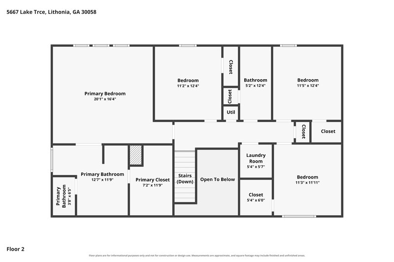 2,430/Mo, 5667 Lake Trace Lithonia, GA 30058 Floor Plan View 2