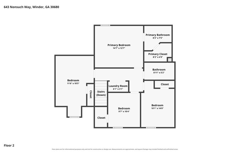 2,020/Mo, 643 Nonsuch Way Winder, GA 30680 Floor Plan View 3