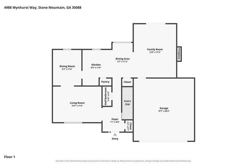 2,220/Mo, 4988 Wynhurst Way Stone Mountain, GA 30088 Floor Plan View