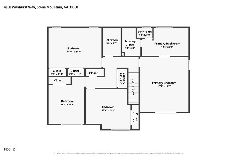 2,220/Mo, 4988 Wynhurst Way Stone Mountain, GA 30088 Floor Plan View 2
