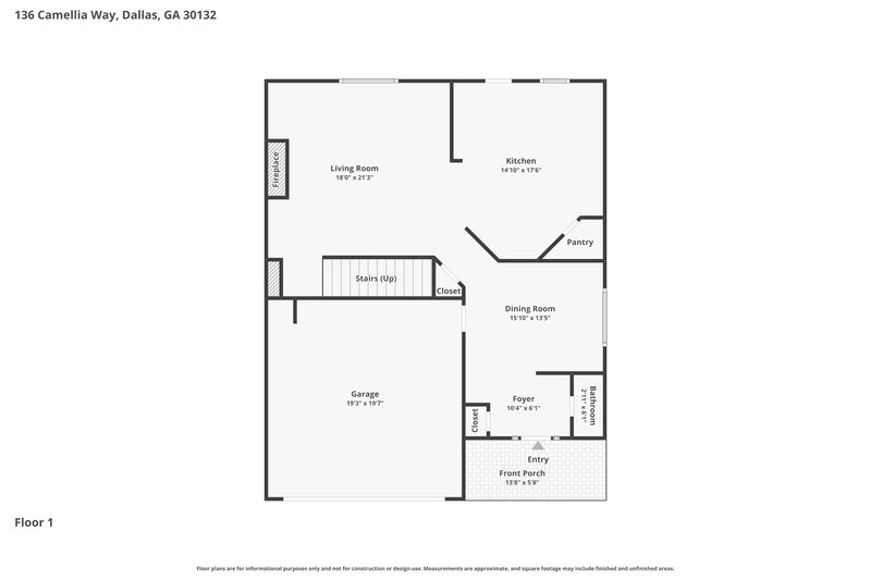 2,435/Mo, 136 Camellia Way Dallas, GA 30132 Floor Plan View